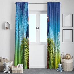 New Zealand Christmas Window Curtain Pukeko With Ponga Tree Silver Fern