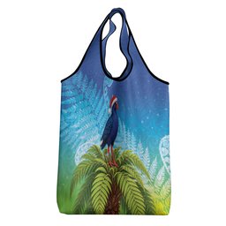New Zealand Christmas Grocery Bag Pukeko With Ponga Tree Silver Fern