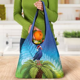 New Zealand Christmas Grocery Bag Pukeko With Ponga Tree Silver Fern