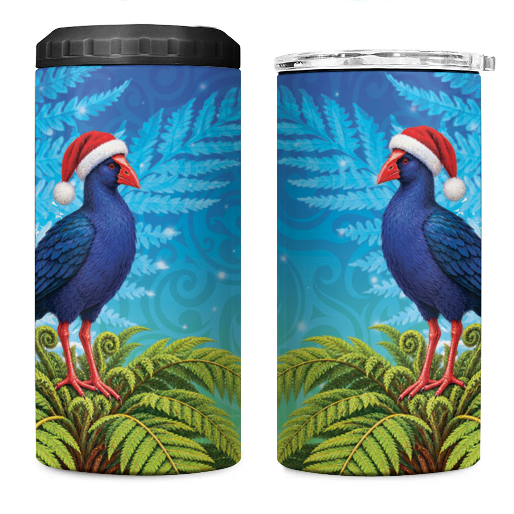 New Zealand Christmas 4 in 1 Can Cooler Tumbler Pukeko With Ponga Tree Silver Fern