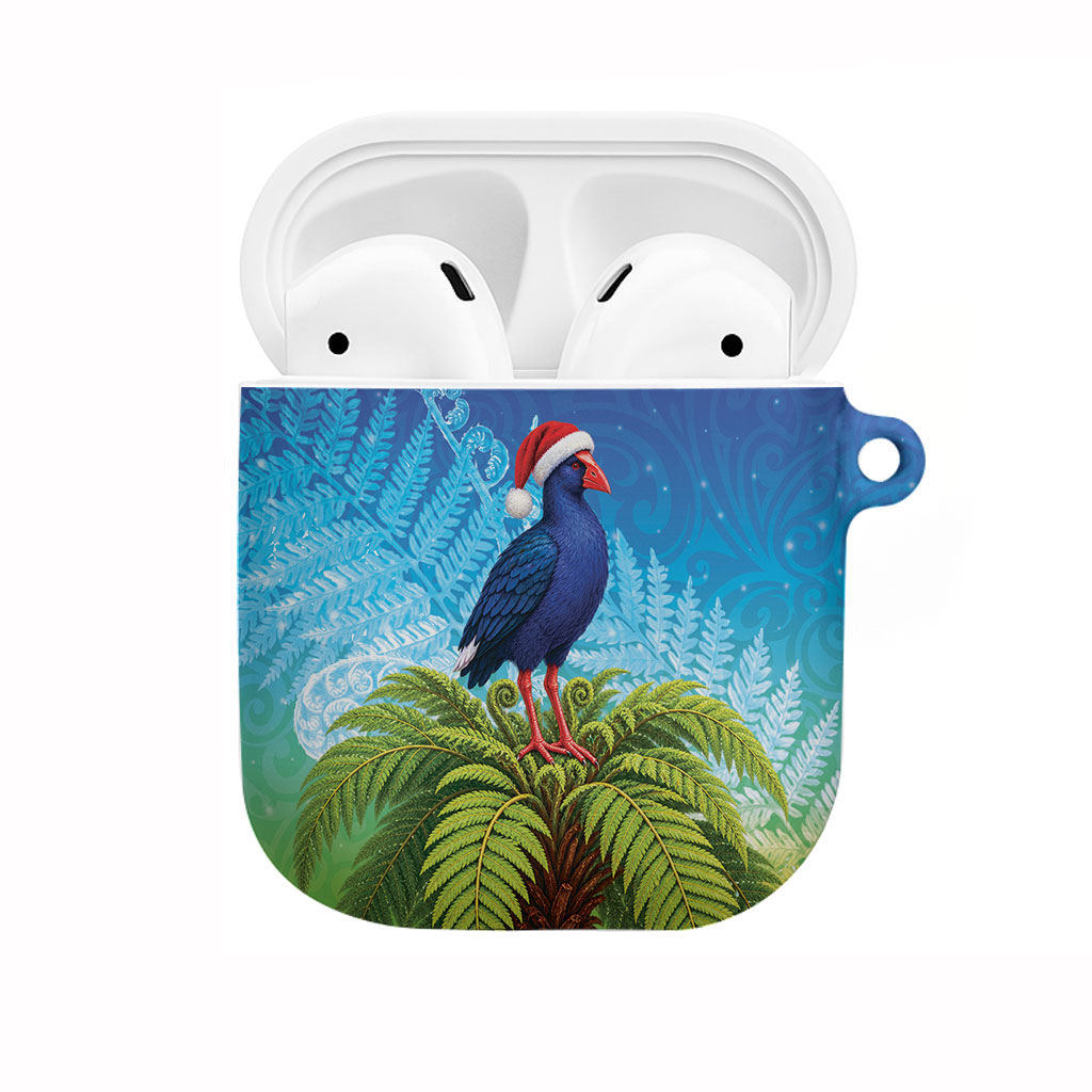 New Zealand Christmas AirPods Case Pukeko With Ponga Tree Silver Fern