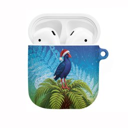 New Zealand Christmas AirPods Case Pukeko With Ponga Tree Silver Fern