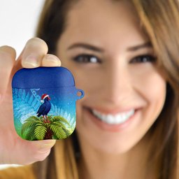 New Zealand Christmas AirPods Case Pukeko With Ponga Tree Silver Fern