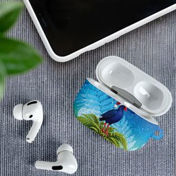 New Zealand Christmas AirPods Case Pukeko With Ponga Tree Silver Fern