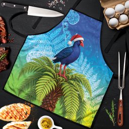 New Zealand Christmas Apron Pukeko With Ponga Tree Silver Fern