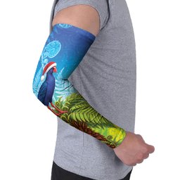New Zealand Christmas Arm Sleeves Pukeko With Ponga Tree Silver Fern