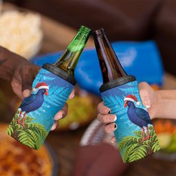 New Zealand Christmas 4 in 1 Can Cooler Tumbler Pukeko With Ponga Tree Silver Fern