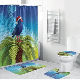 New Zealand Christmas Bathroom Set Pukeko With Ponga Tree Silver Fern