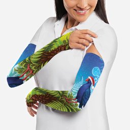 New Zealand Christmas Arm Sleeves Pukeko With Ponga Tree Silver Fern