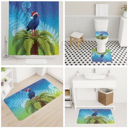 New Zealand Christmas Bathroom Set Pukeko With Ponga Tree Silver Fern
