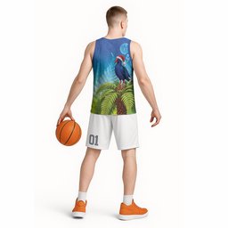 New Zealand Christmas Basketball Jersey Pukeko With Ponga Tree Silver Fern