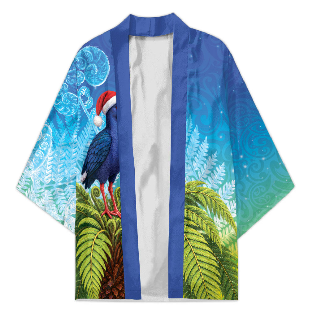 New Zealand Christmas Kimono Pukeko With Ponga Tree Silver Fern