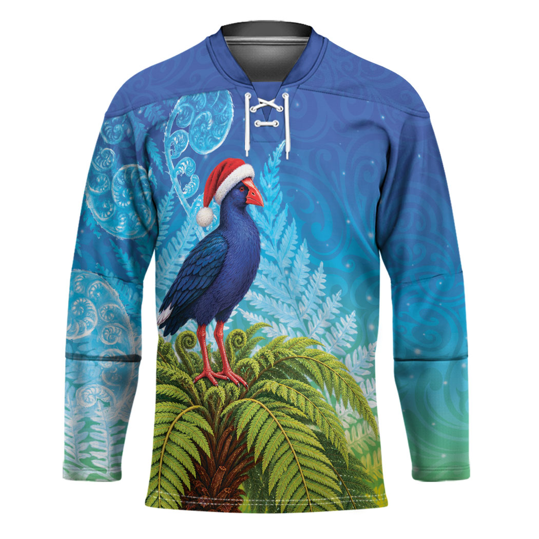 New Zealand Christmas Hockey Jersey Pukeko With Ponga Tree Silver Fern