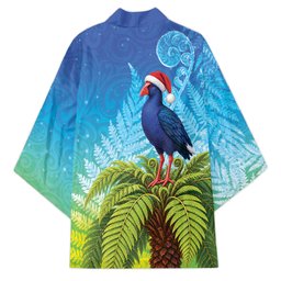 New Zealand Christmas Kimono Pukeko With Ponga Tree Silver Fern