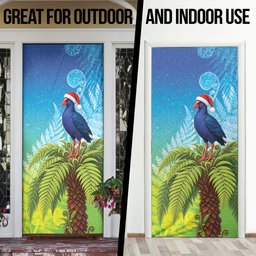 New Zealand Christmas Door Cover Pukeko With Ponga Tree Silver Fern