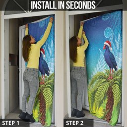New Zealand Christmas Door Cover Pukeko With Ponga Tree Silver Fern