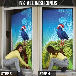 New Zealand Christmas Door Cover Pukeko With Ponga Tree Silver Fern