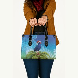 New Zealand Christmas Leather Bag Pukeko With Ponga Tree Silver Fern