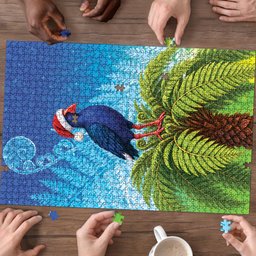 New Zealand Christmas Puzzle Pukeko With Ponga Tree Silver Fern