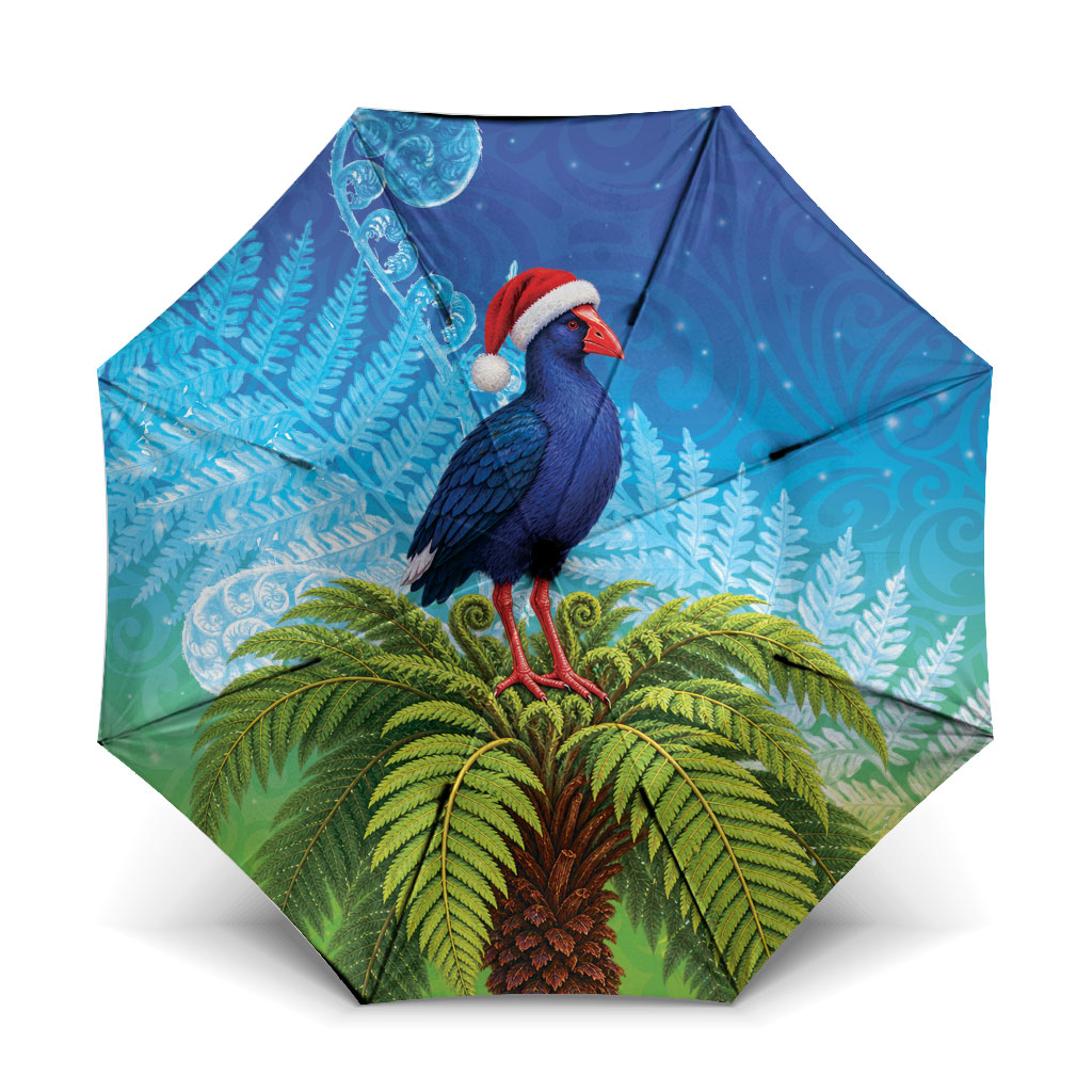 New Zealand Christmas Umbrella Pukeko With Ponga Tree Silver Fern
