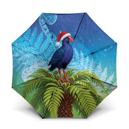 New Zealand Christmas Umbrella Pukeko With Ponga Tree Silver Fern