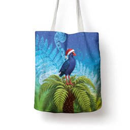 New Zealand Christmas Tote Bag Pukeko With Ponga Tree Silver Fern