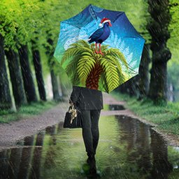New Zealand Christmas Umbrella Pukeko With Ponga Tree Silver Fern