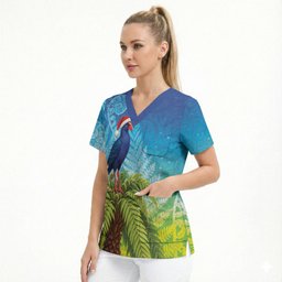 New Zealand Christmas Scrub Top Pukeko With Ponga Tree Silver Fern