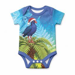New Zealand Christmas Baby Onesie Pukeko With Ponga Tree Silver Fern