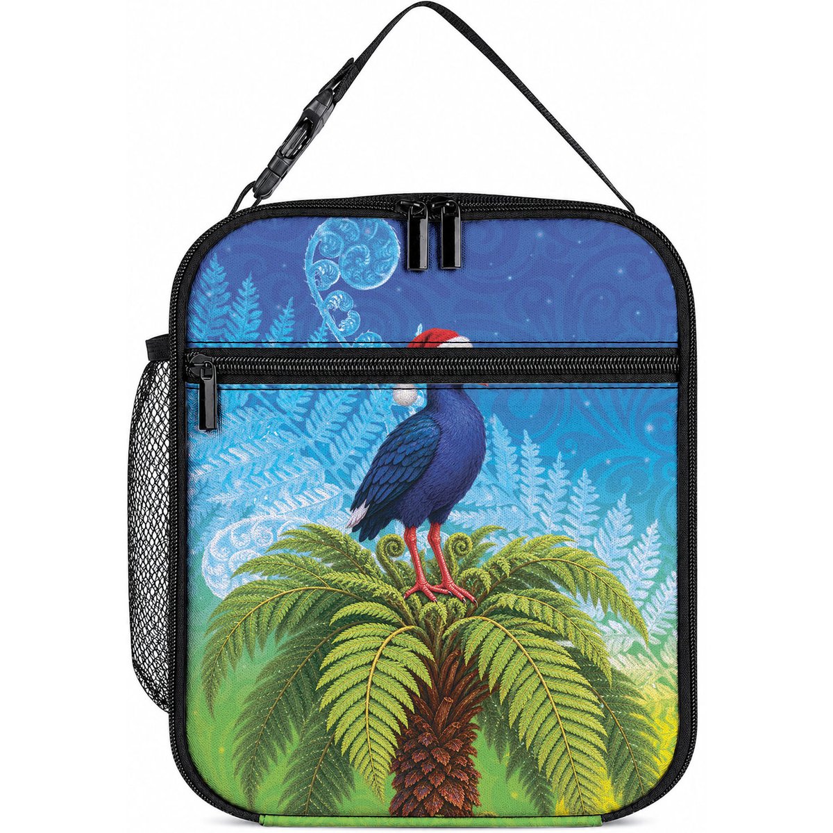 New Zealand Christmas Lunch Bag Pukeko With Ponga Tree Silver Fern