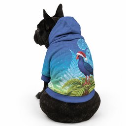 New Zealand Christmas Pet Hoodie Pukeko With Ponga Tree Silver Fern