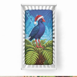 New Zealand Christmas Baby Bed Cover Pukeko With Ponga Tree Silver Fern