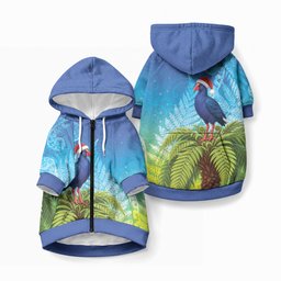 New Zealand Christmas Pet Hoodie Pukeko With Ponga Tree Silver Fern