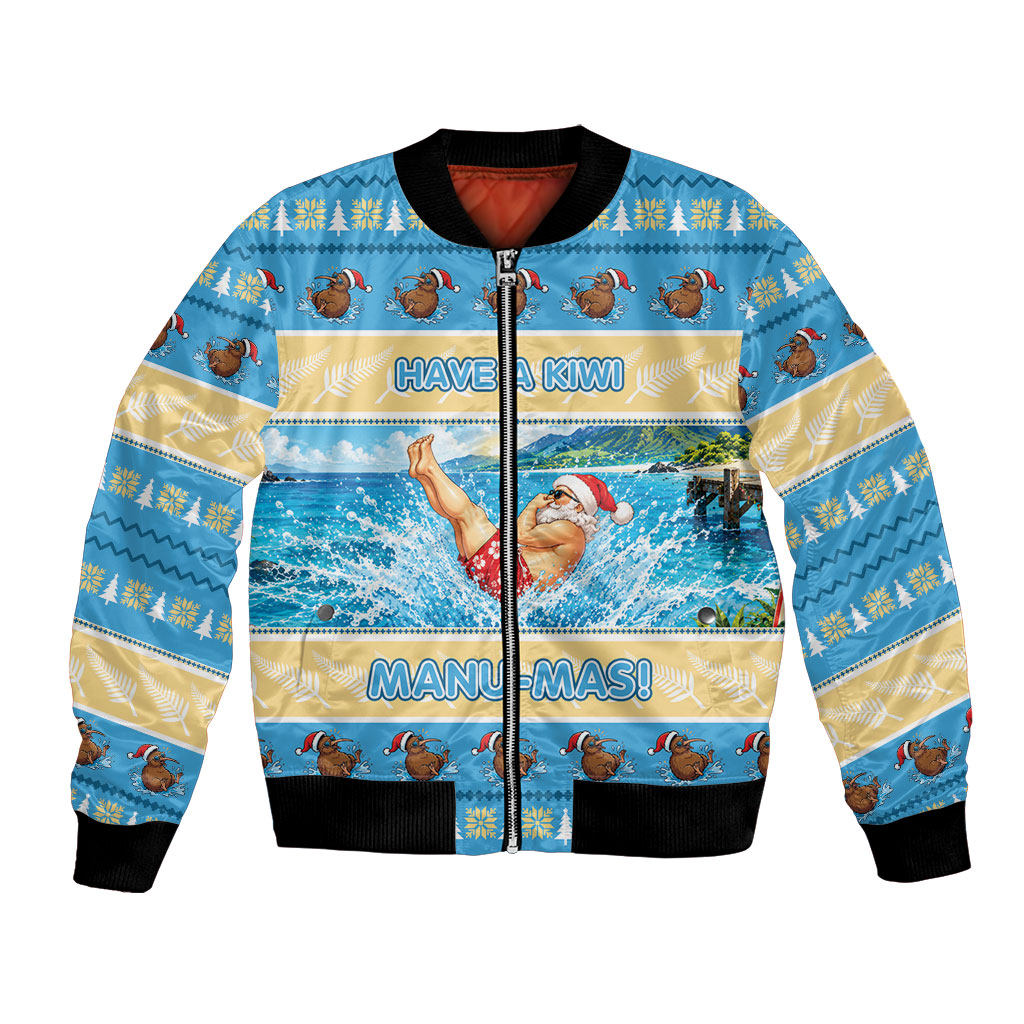 New Zealand Christmas Bomber Jacket Have A Kiwi Manu-Mas