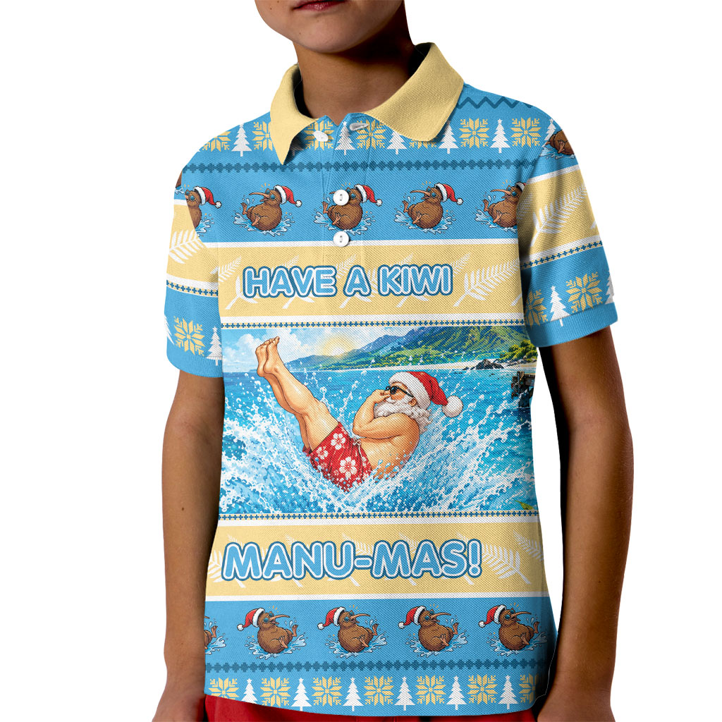 New Zealand Christmas Kid Polo Shirt Have A Kiwi Manu-Mas