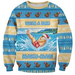 New Zealand Christmas Sweatshirt Have A Kiwi Manu-Mas