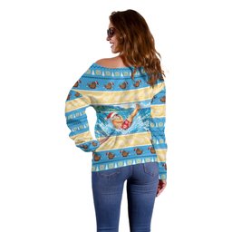 New Zealand Christmas Off Shoulder Sweater Have A Kiwi Manu-Mas