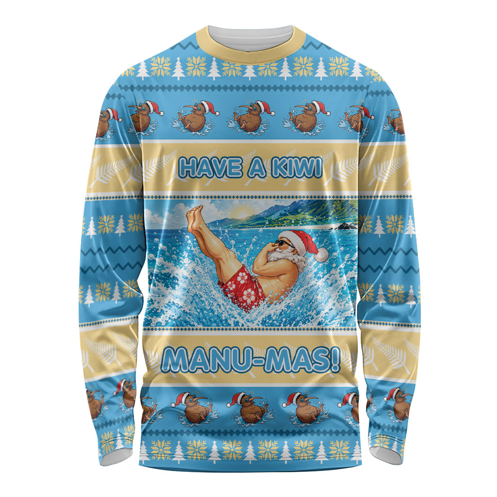 New Zealand Christmas Long Sleeve Shirt Have A Kiwi Manu-Mas