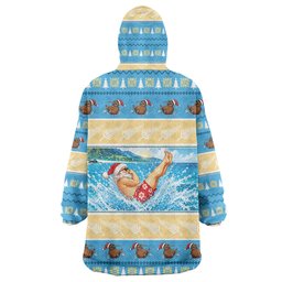 New Zealand Christmas Wearable Blanket Hoodie Have A Kiwi Manu-Mas