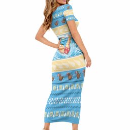 New Zealand Christmas Short Sleeve Bodycon Dress Have A Kiwi Manu-Mas