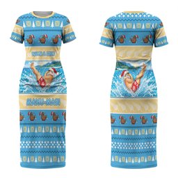 New Zealand Christmas Couples Matching Short Sleeve Bodycon Dress and Long Sleeve Button Shirt Have A Kiwi Manu-Mas
