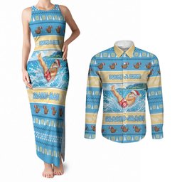 New Zealand Christmas Couples Matching Tank Maxi Dress and Long Sleeve Button Shirt Have A Kiwi Manu-Mas