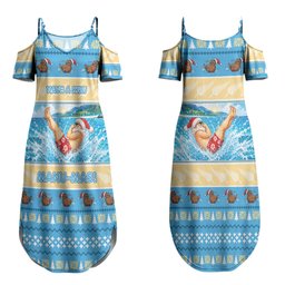 New Zealand Christmas Couples Matching Summer Maxi Dress and Long Sleeve Button Shirt Have A Kiwi Manu-Mas