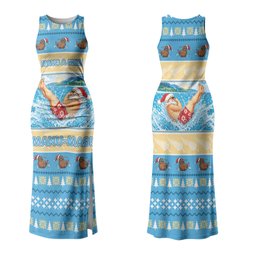 New Zealand Christmas Couples Matching Tank Maxi Dress and Long Sleeve Button Shirt Have A Kiwi Manu-Mas