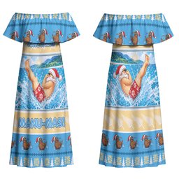 New Zealand Christmas Family Matching Off Shoulder Maxi Dress and Hawaiian Shirt Have A Kiwi Manu-Mas
