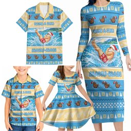 New Zealand Christmas Family Matching Long Sleeve Bodycon Dress and Hawaiian Shirt Have A Kiwi Manu-Mas