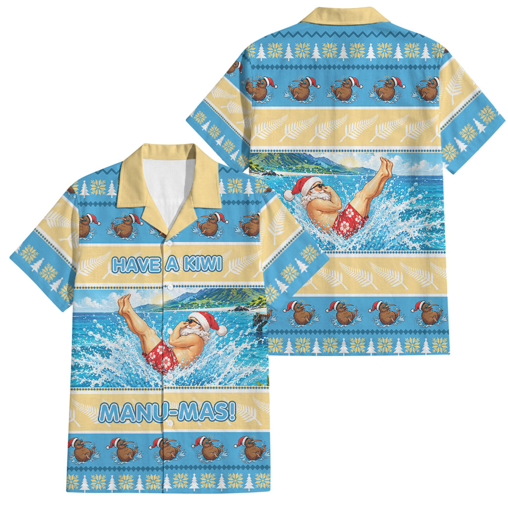 New Zealand Christmas Family Matching Short Sleeve Bodycon Dress and Hawaiian Shirt Have A Kiwi Manu-Mas