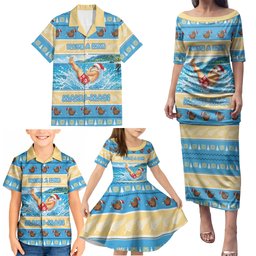 New Zealand Christmas Family Matching Puletasi and Hawaiian Shirt Have A Kiwi Manu-Mas