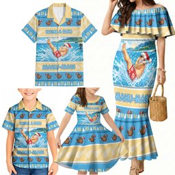 New Zealand Christmas Family Matching Mermaid Dress and Hawaiian Shirt Have A Kiwi Manu-Mas