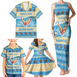 New Zealand Christmas Family Matching Tank Maxi Dress and Hawaiian Shirt Have A Kiwi Manu-Mas